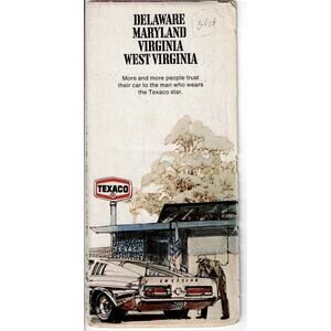 1972 Texaco Gas Oil Service Station Map Delaware Maryland Virginia West Virginia